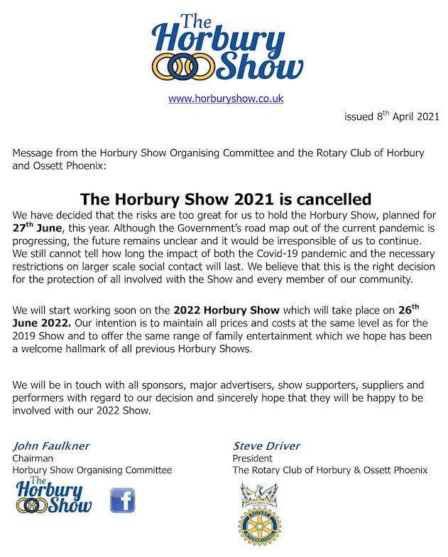 2021 02 08 Show cancellation